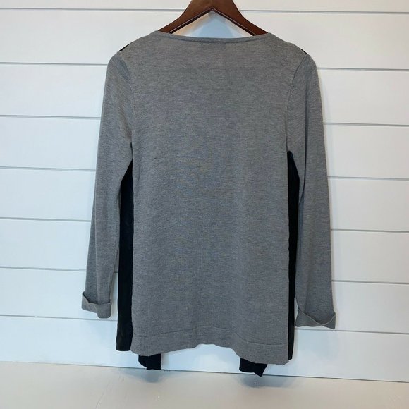 ZARA KNIT Medium Faux Leather Open Cardigan Black - Picture 2 of 6